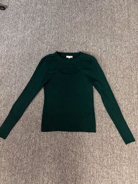 It's Our Time Forest Green Ribbed Crewneck Sweater